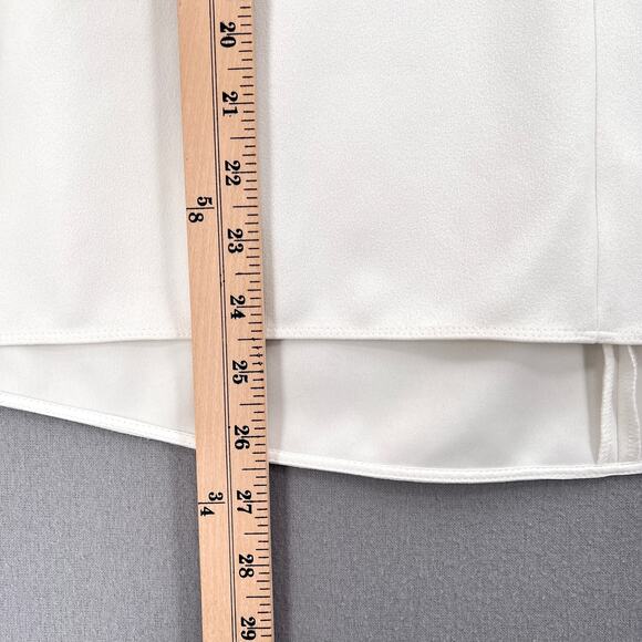 TIBI Ruffle Bell Sleeve Top Womens 4 Off White Chalky Drape Crew Neck Blouse - Picture 14 of 14